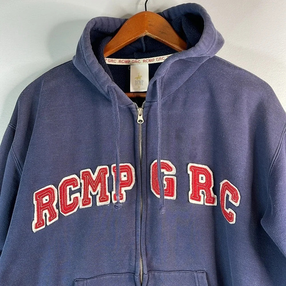 RCMP GRC Elite Licensed Unisex 3D Logo Zip Hoodie Sweatshirt Navy Blue Red M - Picture 2 of 10